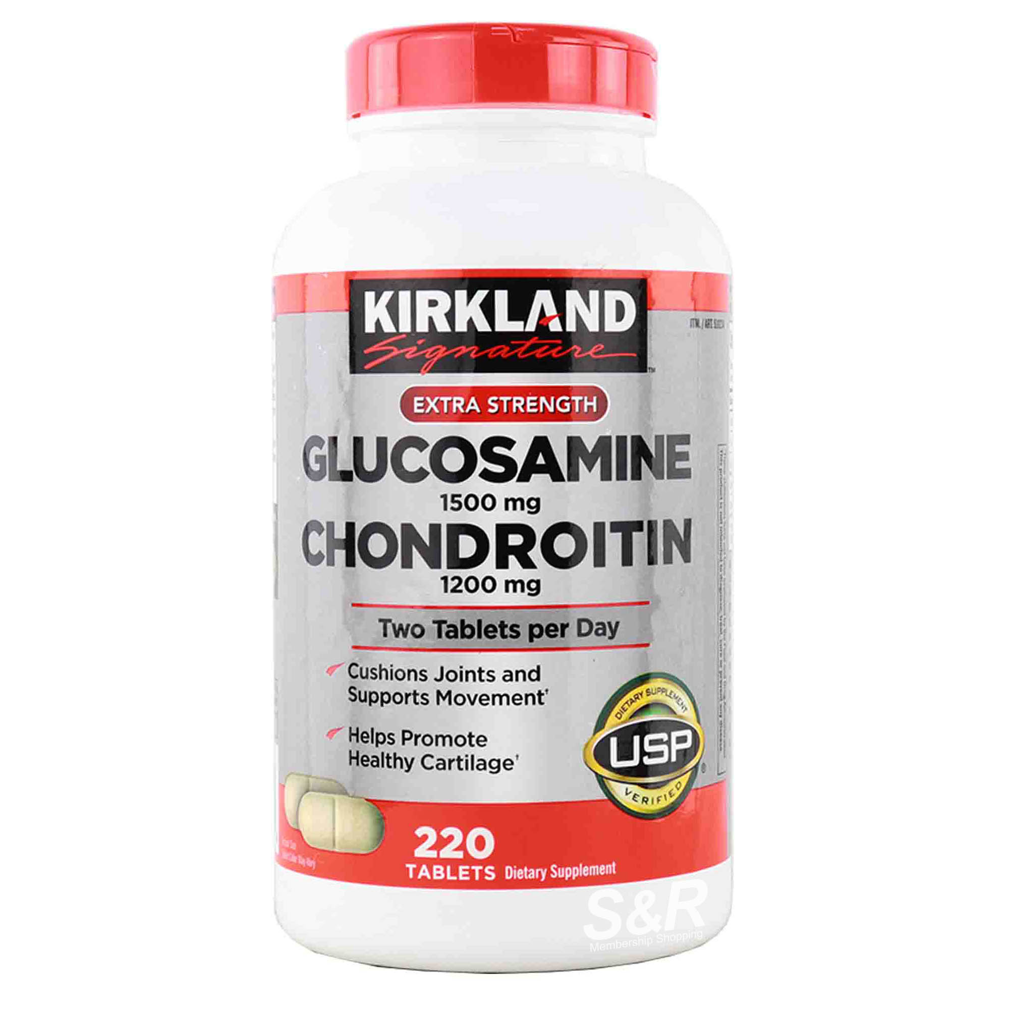 Kirkland Signature Extra Strength Glucosamine 1500mg and Chondroitin 1200mg 220 tablets